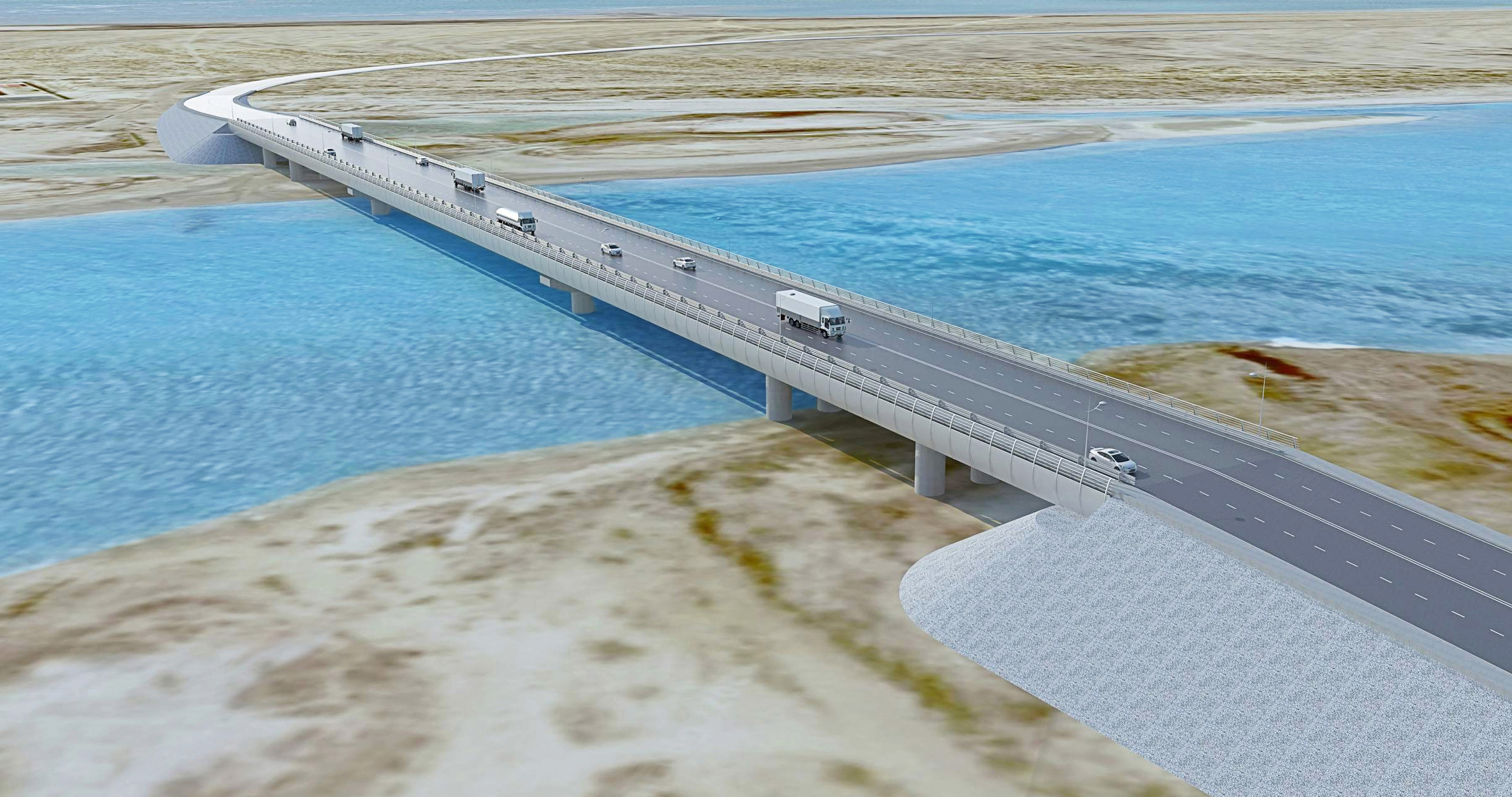 The President of Turkmenistan took part in the ceremony of laying a new automobile bridge across the Garabogaz Kel Bay